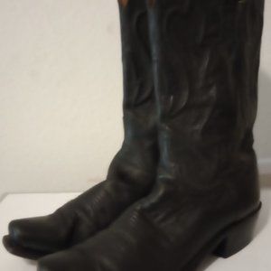 Lucchese Black Leather Western Cowboy Boots Men's Size 11D